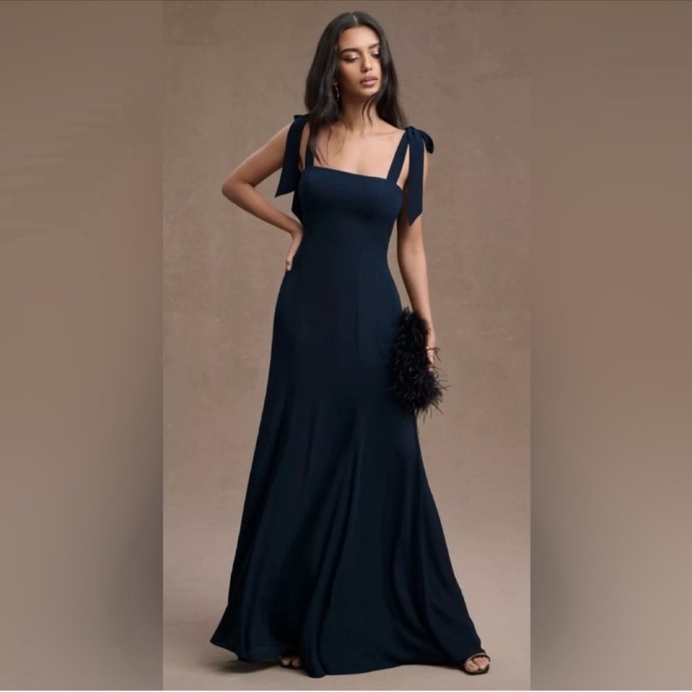 Bhldn Clara Georgette Dress Blue 
Navy size 14